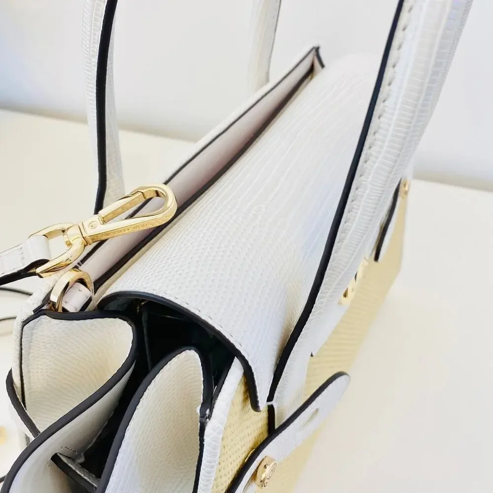 Michael Kors Purse Carmen Medium Flap Satchel shoulder bag optic white new